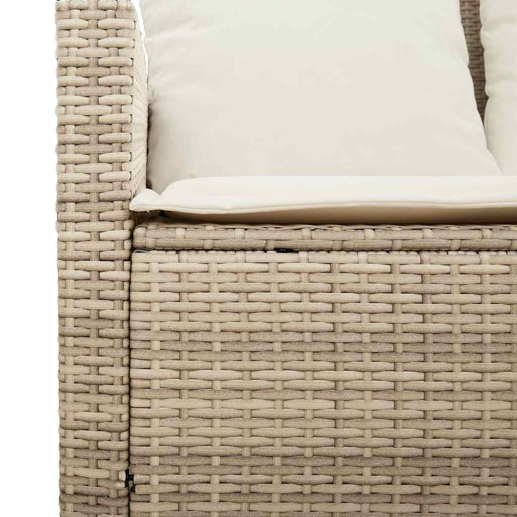 vidaXL Divano Giardino 2 Posti con Cuscini e Tavolo Beige Polyrattan, Divano da Esterno, divanetto da Giardino, Divano da Giardino a Due posti