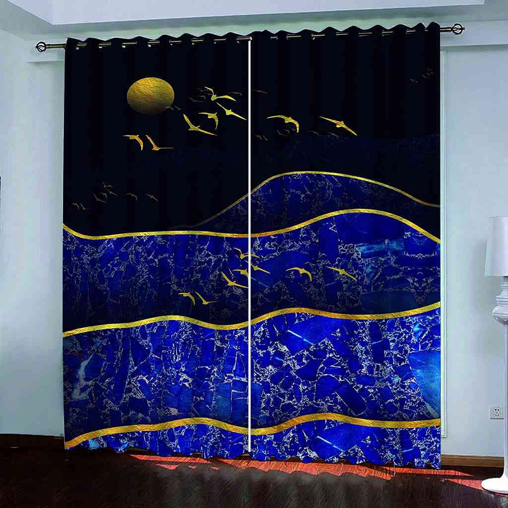 Rideau Salon Occultant aux Lignes Dorées pour une Ambiance Cocoon