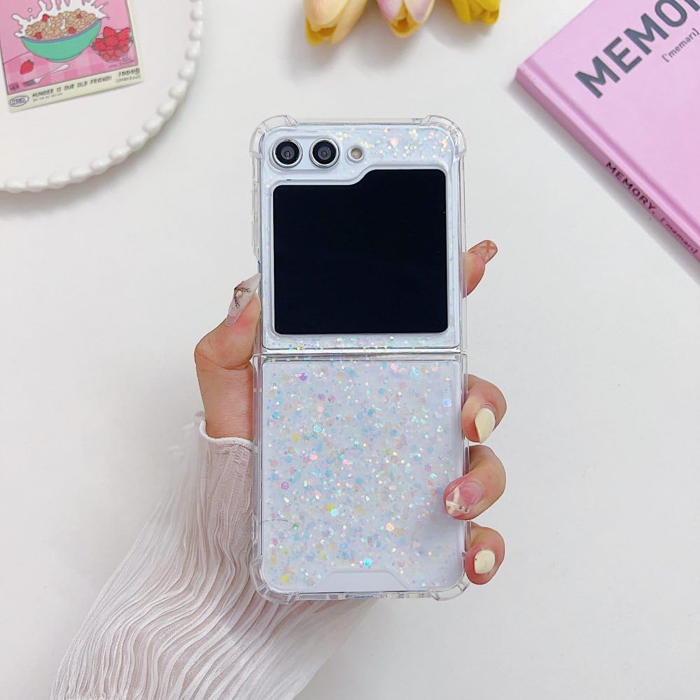 Coque Samsung Galaxy Z Flip 5 transparente antichoc à paillettes rigide par ENILSA - 7