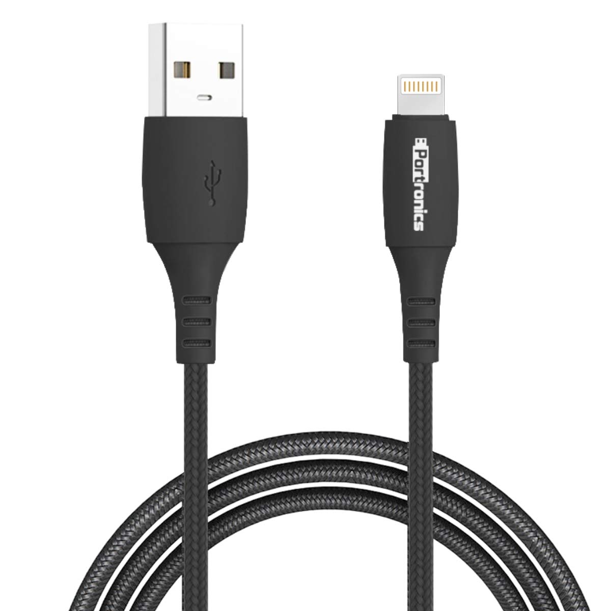 Portronics Konnect A POR-1171 - Cavo USB a 8 pin con estremità in PVC, 1 m, colore: Nero