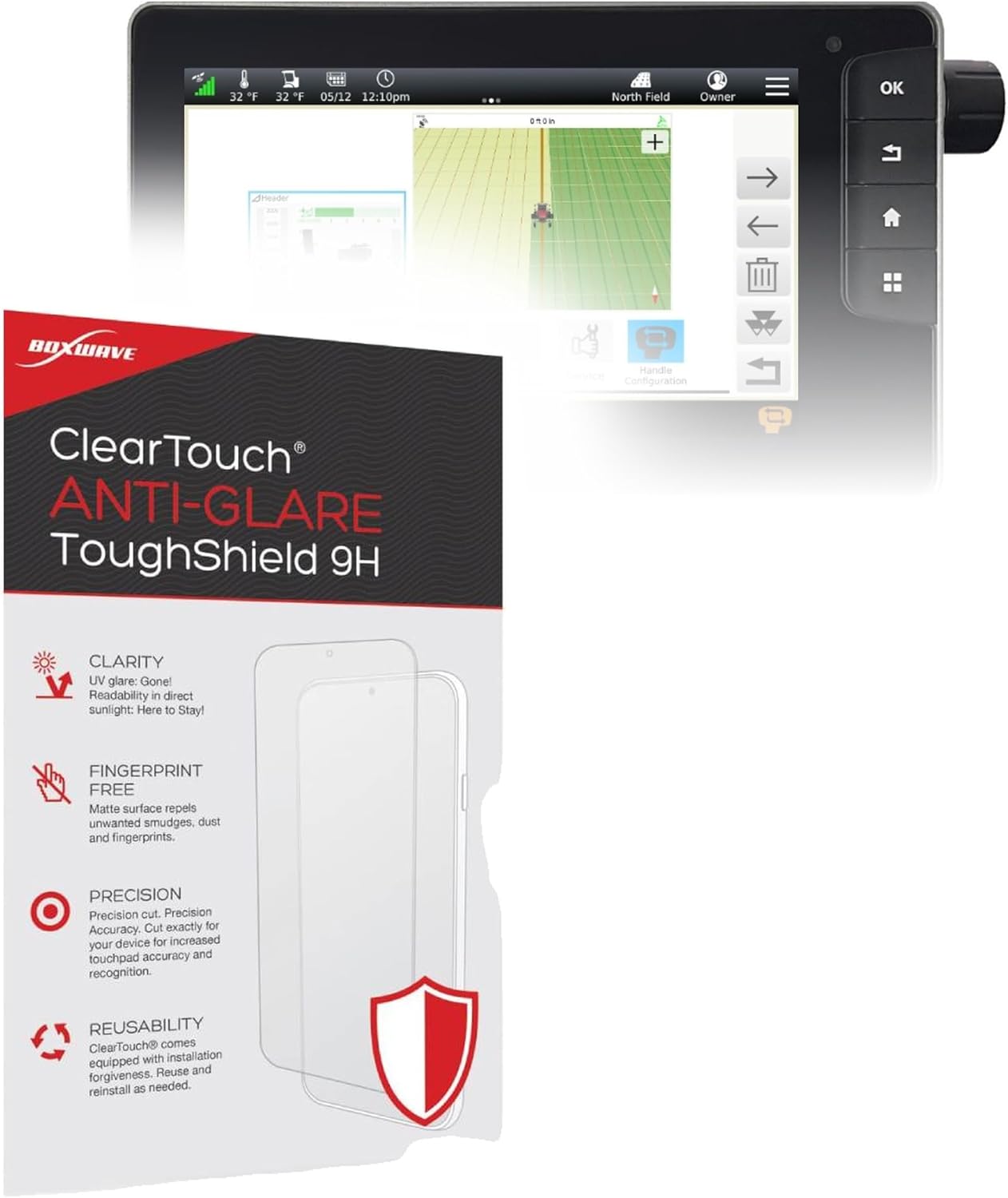 BoxWave Screen Protector Compatible With Massey Ferguson Datatronic 5 - ClearTouch Anti-Glare ToughShield 9H (2-Pack), Anti-Glare 9H Tough Flexible Film Screen Protector
