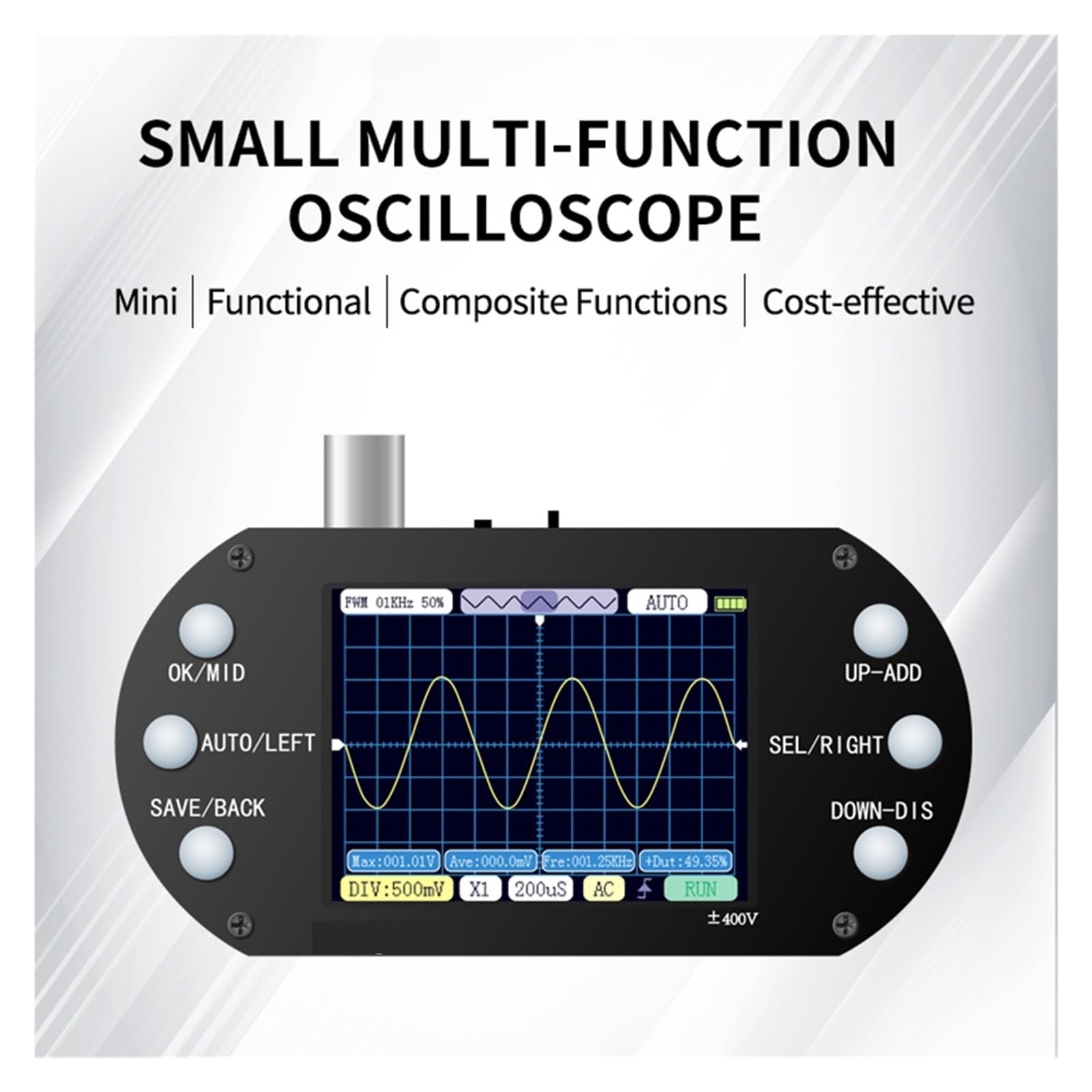 Oscyloskop, Oscyloskop cyfrowy 2.5Mhz częstotliwość próbkowania 200Khz obsługa pasma 80Khz PWM 2.4 calowy ekran do naprawy elektronicznej DIY(StyleB)