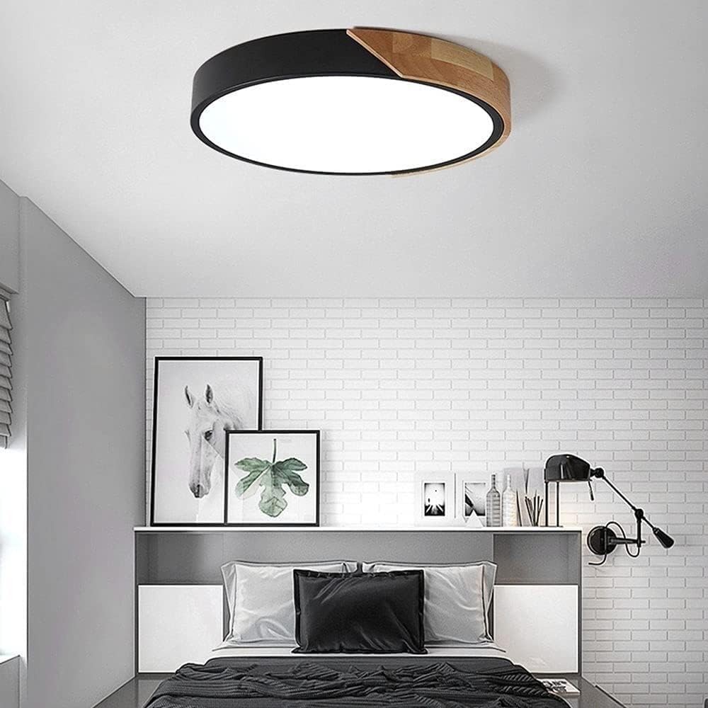 Led Flush Mount Ceiling Light Ceiling Lamp Simple round White Light Ultra-Thin Flat Ceiling Lighting Wooden Acrylic Flush Mount Fixture for Living Room, Bedroom, Dining Room, Kitchen/Black/5