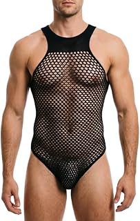 Men's Sexy See-Through Bodysuit SM Lingerie Sissy Gay Roleplay Bondage Bodysuit BDSM Gothic Exotic