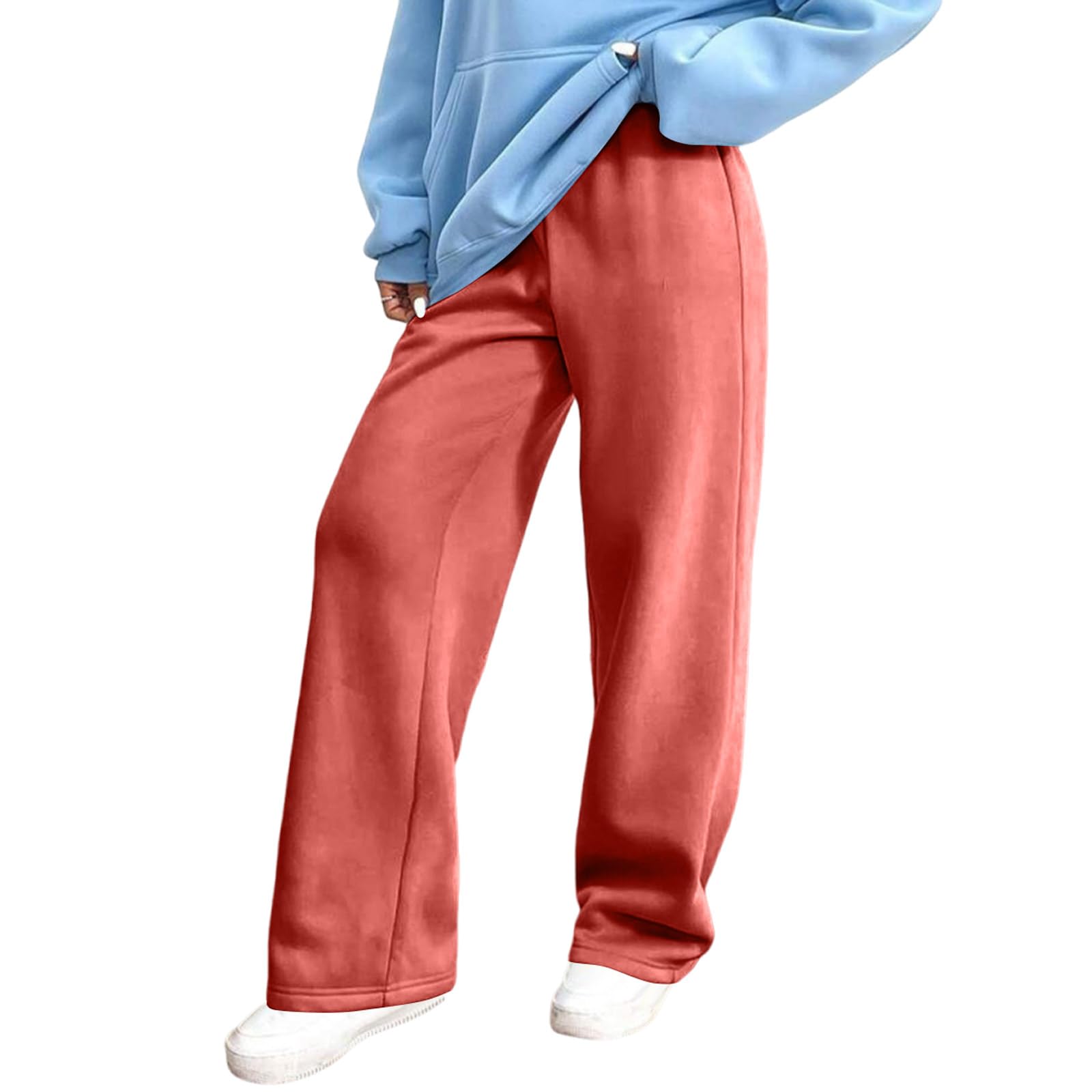 Baggy Sweatpants for Women Straight Wide Leg High Waist Soft Fabric Lounge Pants with Back Pockets