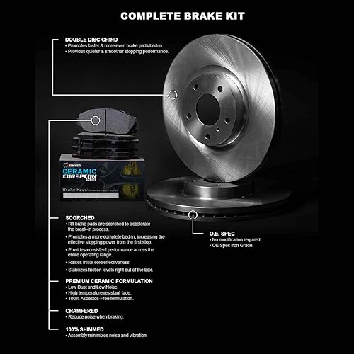 Miniatura 3 de R1 Concepts Kit de frenos traseros y rotores  Pastillas de freno traseras Rotores y pastillas de freno  Pastillas y rotores de freno de cerámica