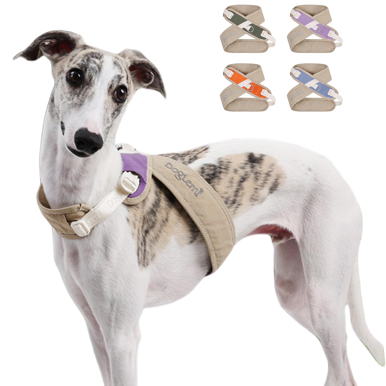X-Back Kein-Ziehen-Hundegeschirr-Weste - Verstellbares, ausbruchsicheres Haustiergeschirr mit Rücken-Leinenclip für kleine, mittlere und große Hunde zum Spazierengehen (Beige Lila, M)