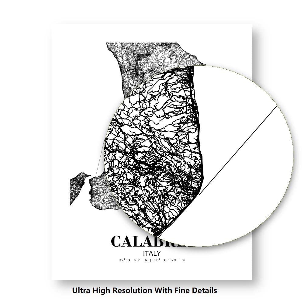 المثالي - اليفيلي 13 × 19 غير مؤطر كالابريا ايطاليا منظر المدينة مجردة الطريق الحديثة خريطة فنية مطبوعة ملصق جدار مكتب ديكور المنزل الحد الأدنى خط الفن مسقط المنزل wgn280 2026 - view 7