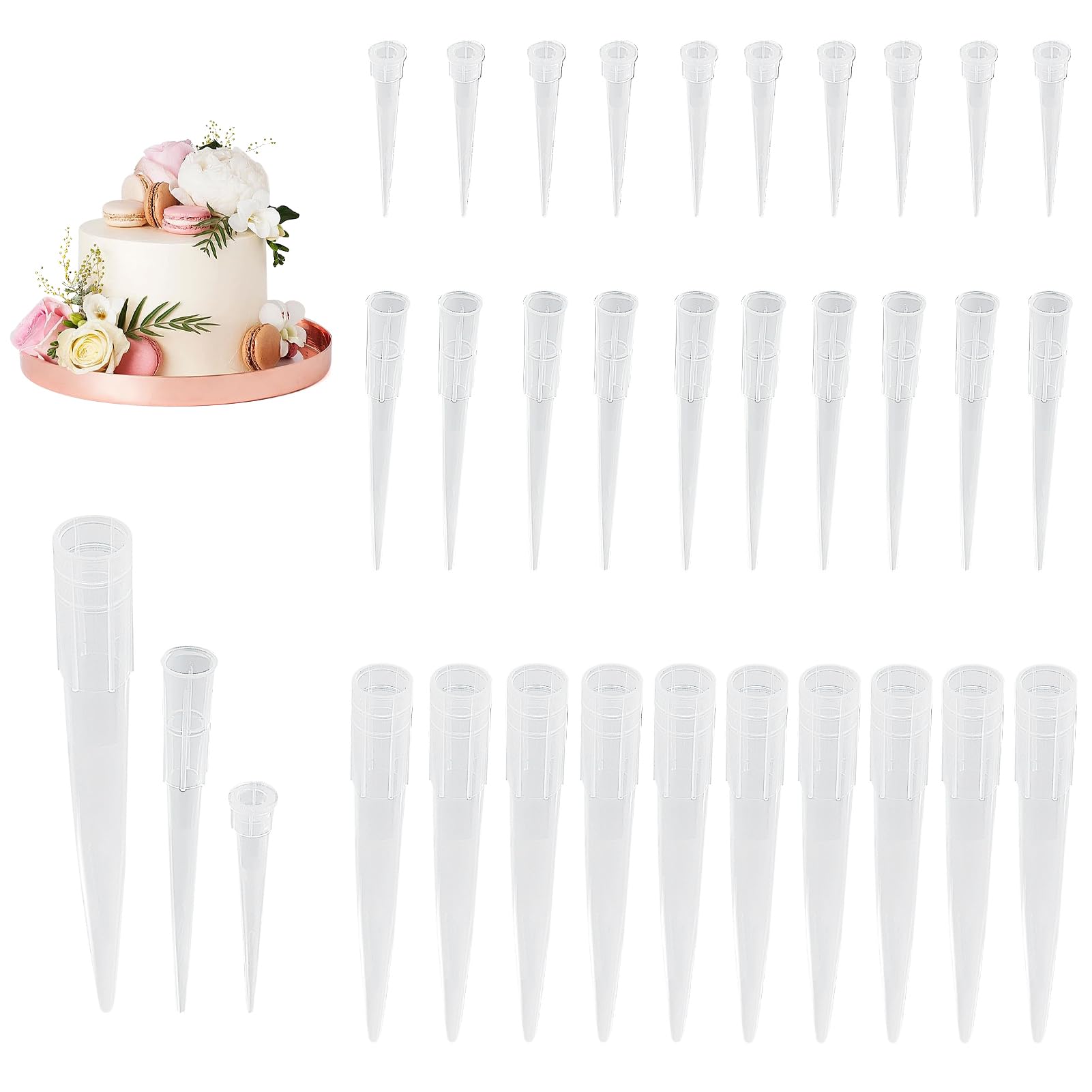 Takone 45 Tubi Portafiori Per Torte In Plastica - 3 Dimensioni (L, M, S) Per Decorazioni Floreali - 3