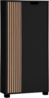 Schildmeyer Highboard Ryker 160037, Schwarzmatt/Akustikpaneel Optik, 59,8 x 19,5 x 124 cm
