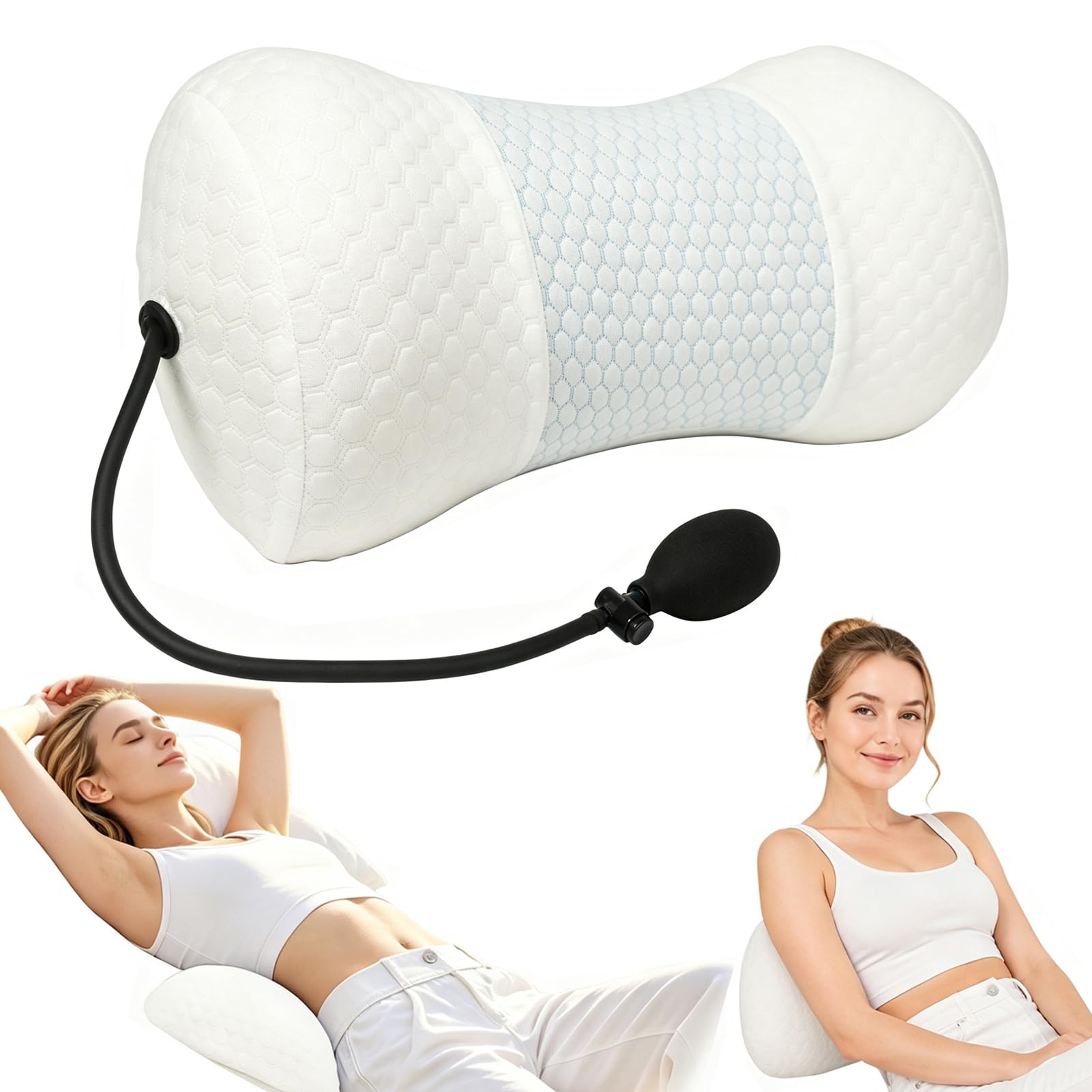 Wdmiya Adjustable Inflatable Lumbar Support Cushion, Back Support Pillow