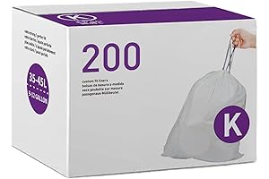 Code K 200 Count Drawstring Trash Bags for simplehuman Code K 1.2...
