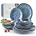 Produktbild SÄNGER | Tafelservice Darwin 12 tlg, Steingut Geschirrset 4 Personen, Teller Set in Blau inkl. Speiseteller Dessertteler & Tiefe Teller, Essgeschirr, Geschirr Set Handmade | PREMIUM COLLECTION