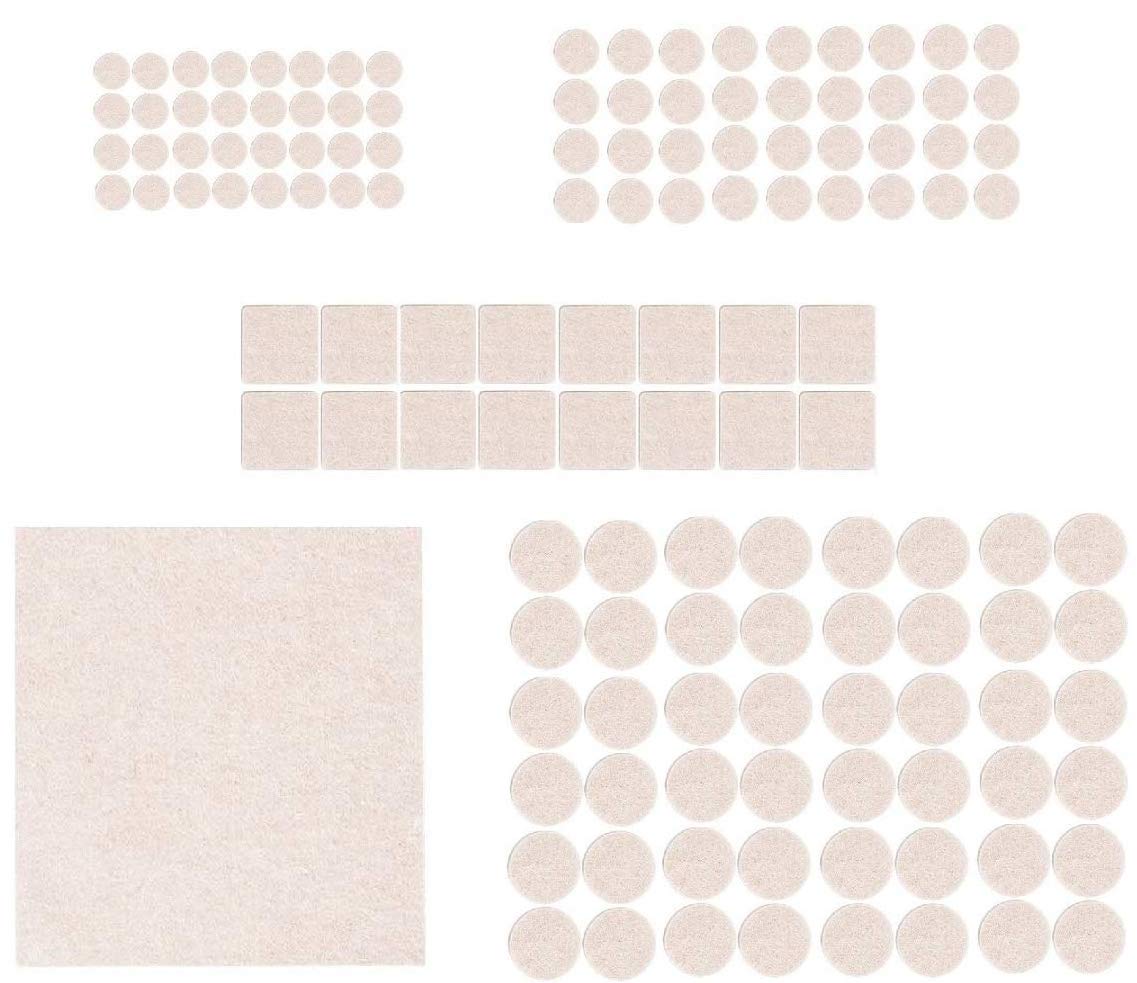 IKTU 133pcs Self-Stick Furniture Round and Square Felt Pads for Hard Surfaces Protect Your Hard Floors from Furniture Scratches, Linen, Round & Square Mix (133 Pieces) (B08VWK11LG) Amazon Price History, Amazon Price Tracker