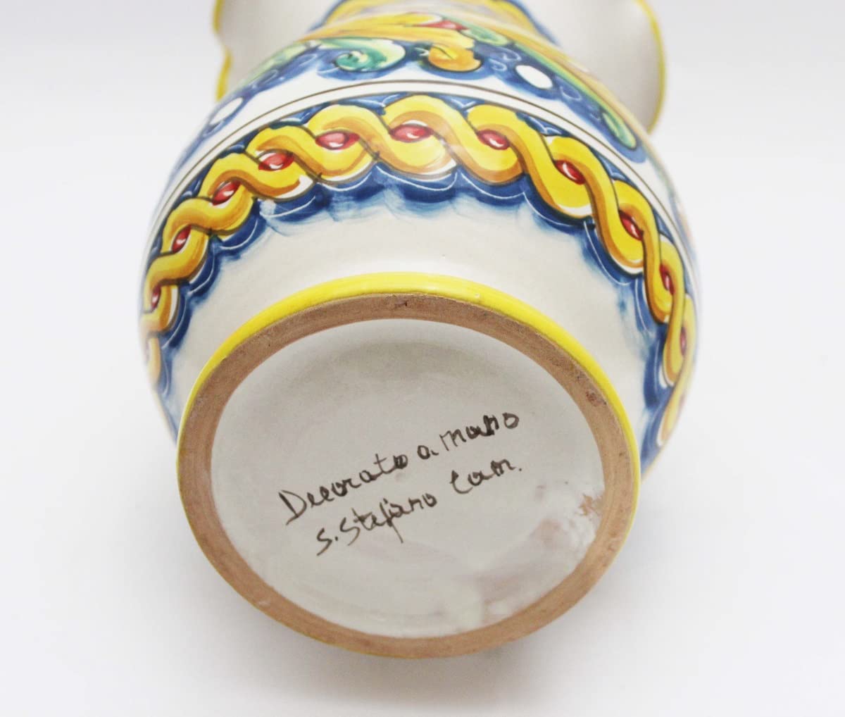 ILAB Vaso grande lavorato in ceramica decorata a mano da ceramisti siciliani di Santo Stefano di Camastra fiore rosso art 16