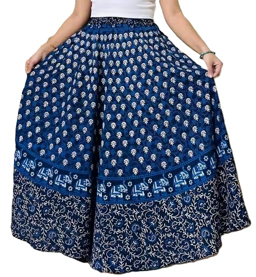 Women's Maxi Skirt, Blue and White Striped, Tiered A-Line, Drawstring Waist, Boho Style-picture-34