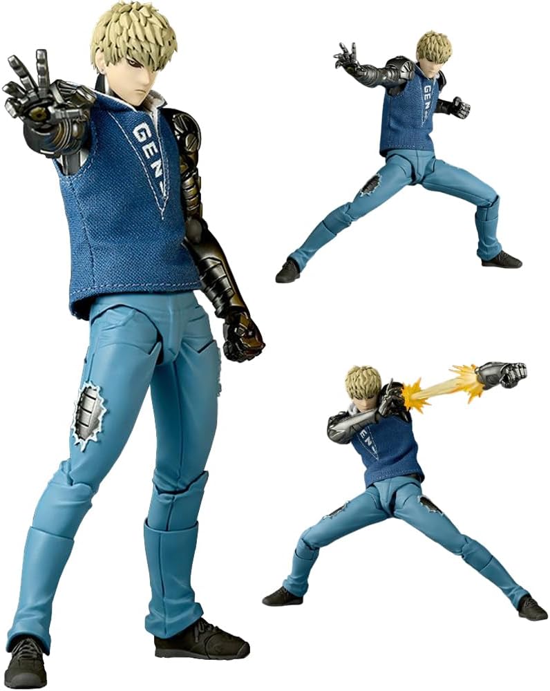Genos Action Figure Saitam - 15cm Super Action Statue Genos Figure Articulated Joints Movable Figurine with Replaceable Parts - PVC Handmade Collectible Gifts