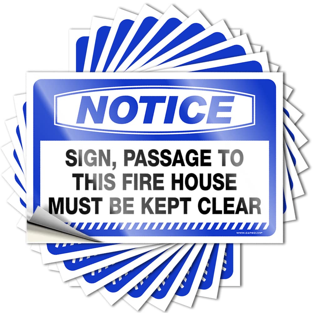 Notice Sign, Passage to This Fire House Must Be Kept Clear Sports Narrow DIY | Spring Lettering Sticker Bottle Removable Vinyl Sticker Decal(8X12CM)