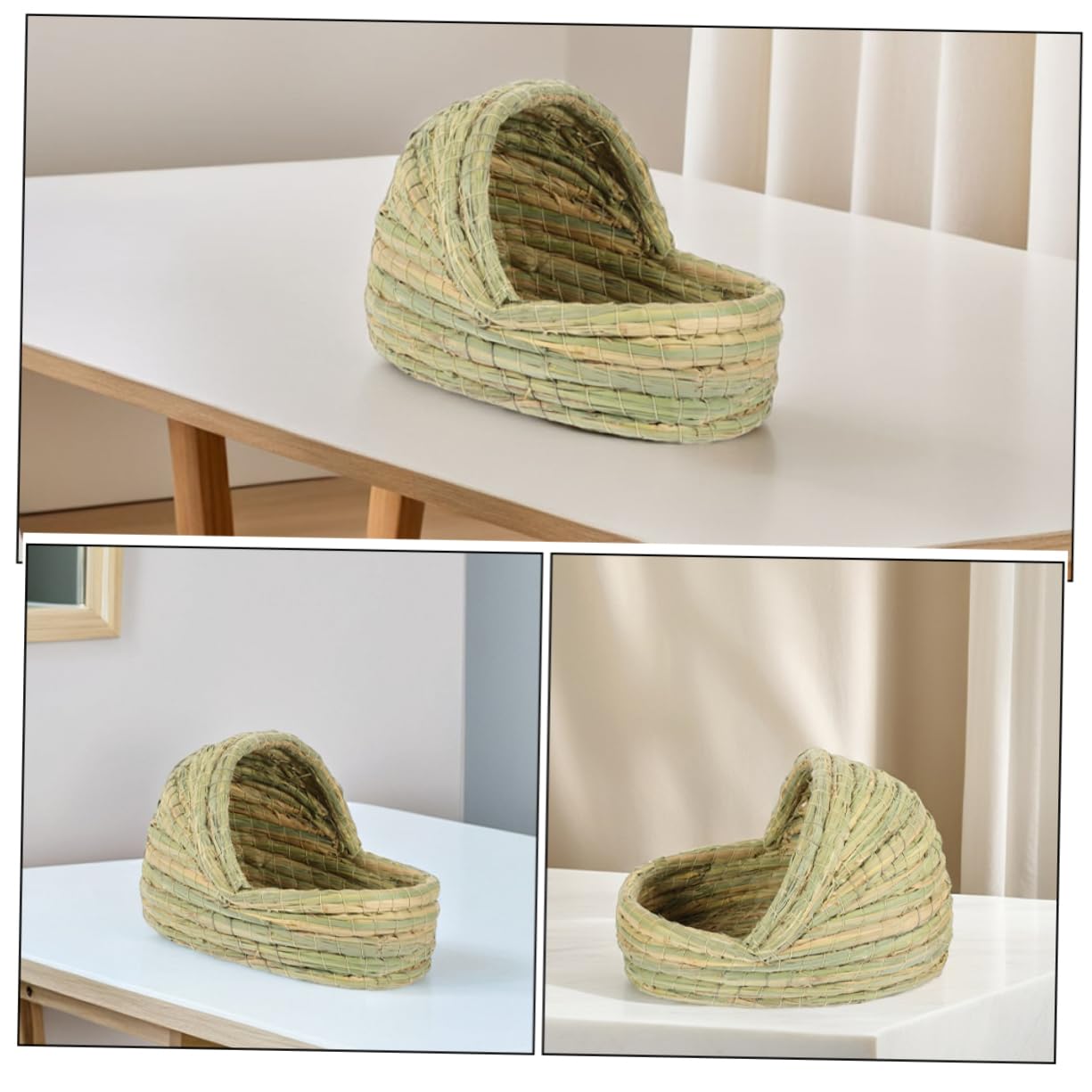 Mipcase Nido de Cría de Paja Tejida Beige para Palomas y Loros | Forma Tejida, Estilo Rústico, para Pequeñas Granjas y Patio Trasero, Favorece la Recolección de Huevos