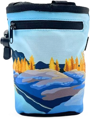 Miniatura 2 de Bolsa de tiza para escalada en roca, para exteriores, gimnasio y bouldering, cinturón ajustable, cierre de cordón duradero y bolsillo con cremallera