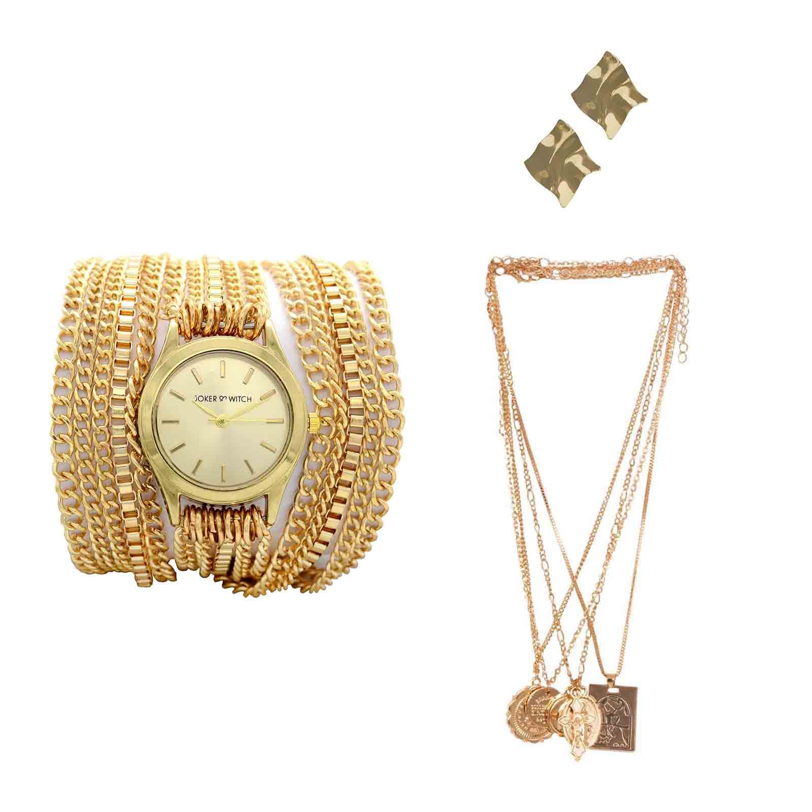 Joker & Witch Stainless Steel Believer Love Stack Womens Analogue Gold Dial Watch |Combo Pack | Watch Set For Gifting Womens, Band Color:Gold (B0CC4Y869J) Amazon Price History, Amazon Price Tracker