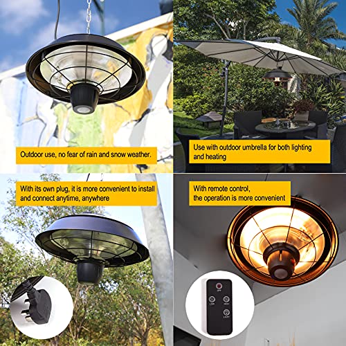 Parzune Outdoor Electric Ceiling Patio Heater Indoor Infrared Heating