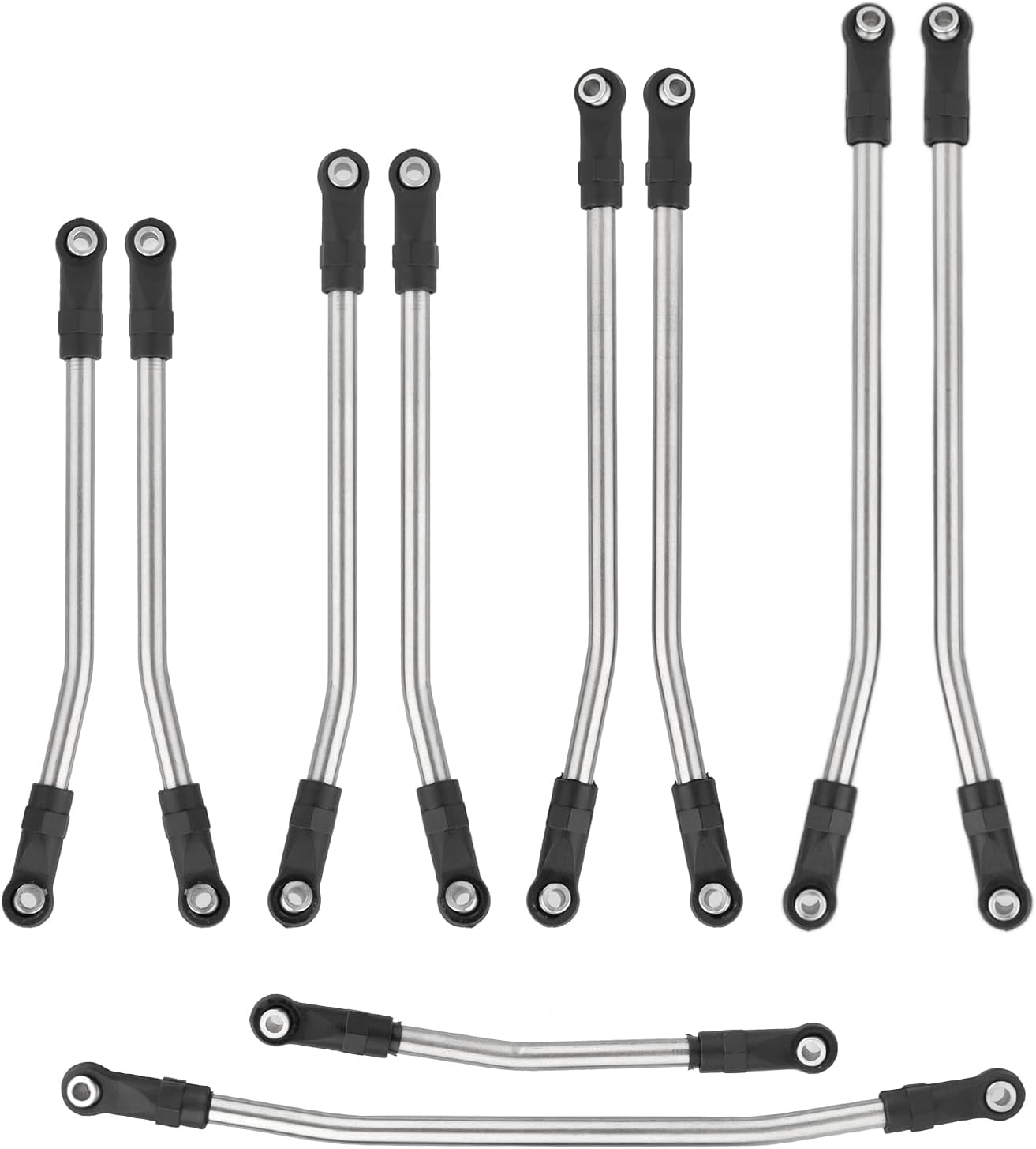 HobbyPark Stainless Steel Links Rod Linkage for Axial SCX10 II 90046 SCX 10.2 1/10 Crawler Car High Clearance Links Upgrades Parts Plastic Link Ends (for 324mm Wheelbase)