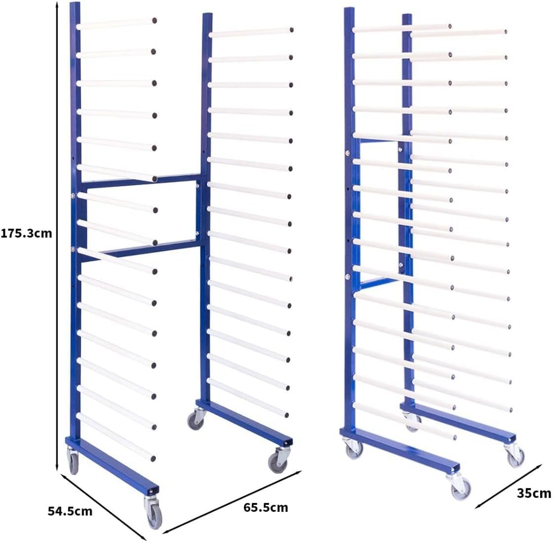 Rastrelliera Verniciatura Carrello per Essiccatura Vernici 15 Supporti 300 kg 15 strati 20 kg per strato Larghezza regolabile 35-65 cm