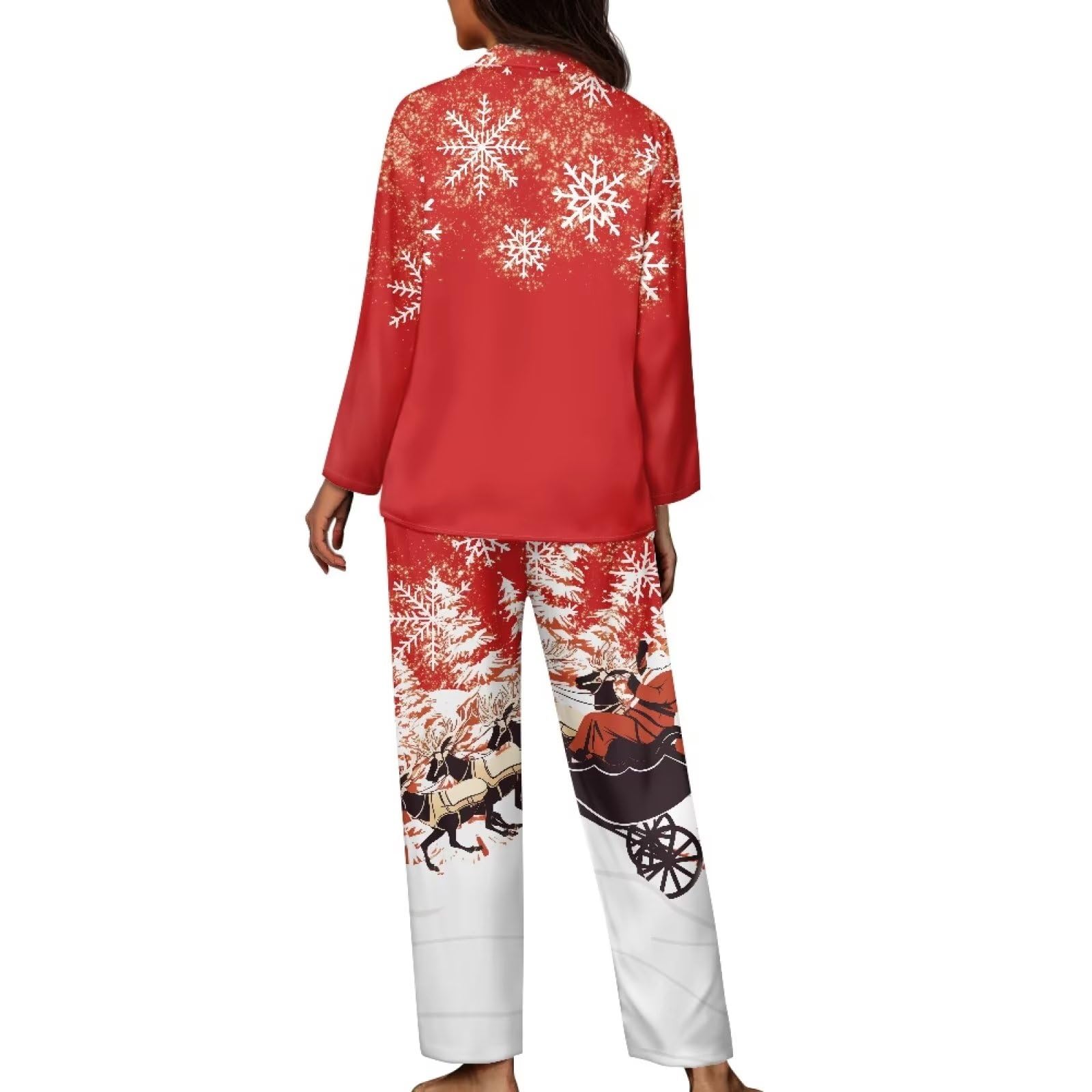Set pigiama da donna, 2 pezzi, camicia a maniche lunghe e pantaloni lunghi, morbido pigiama per il tempo libero per viaggi, casa, feste, XS-4XL