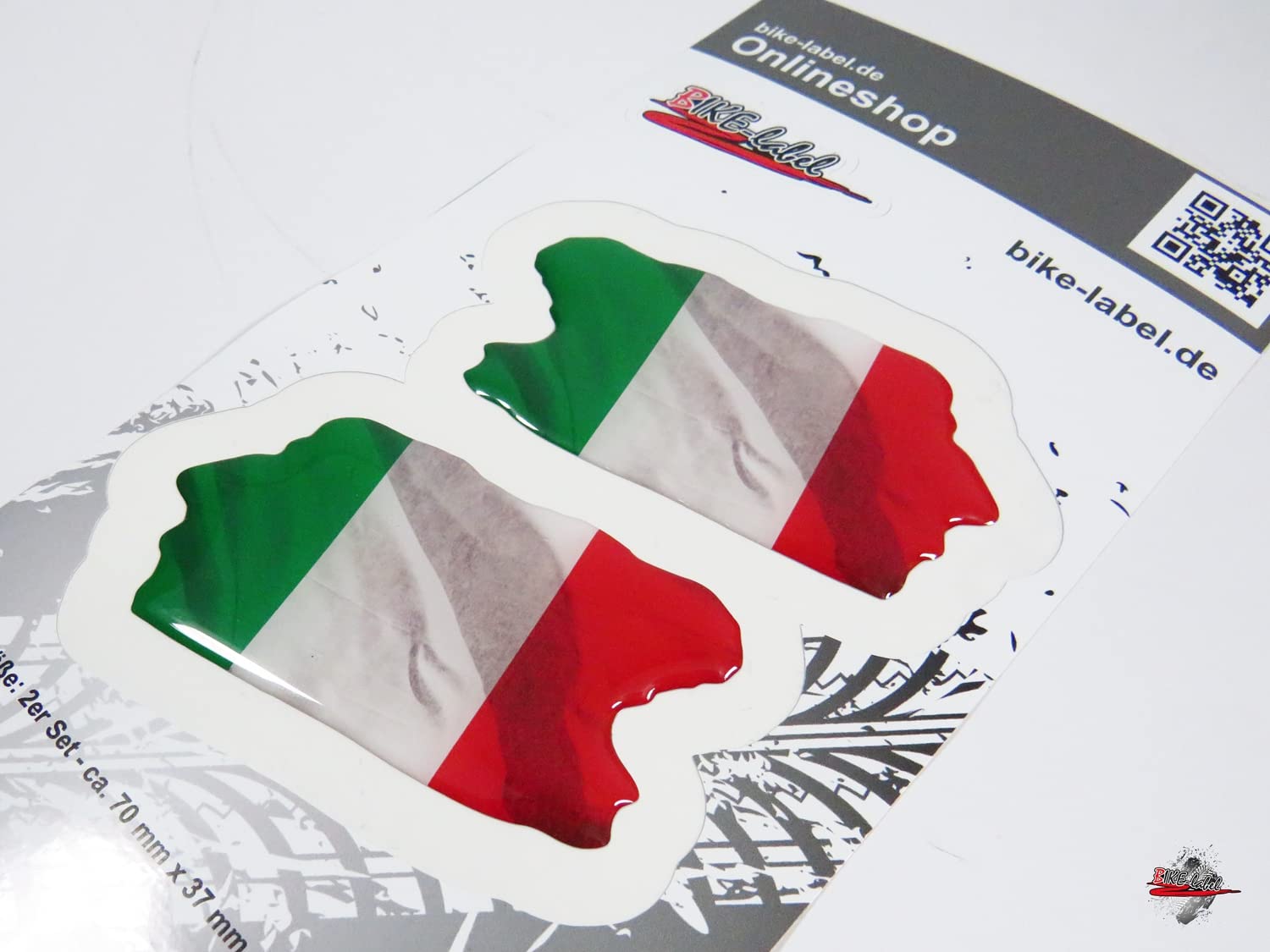 BIKE-label Adesivi 3D Italiani Per Auto E Casco – 2 Pezzi, 70x37 Mm, Resistente, Made In Germany - 3