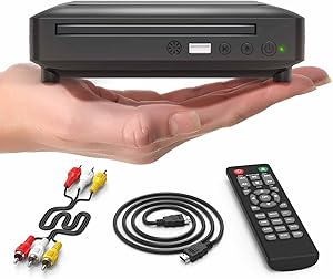 Ceihoit Mini HD DVD Player, CD Players for Home, DVD Players for TV, HDMI and RCA Cable Included, Up-Convert to HD 1080p, All Region, Breakpoint Memory, Built-in PAL/NTSC, USB 2.0