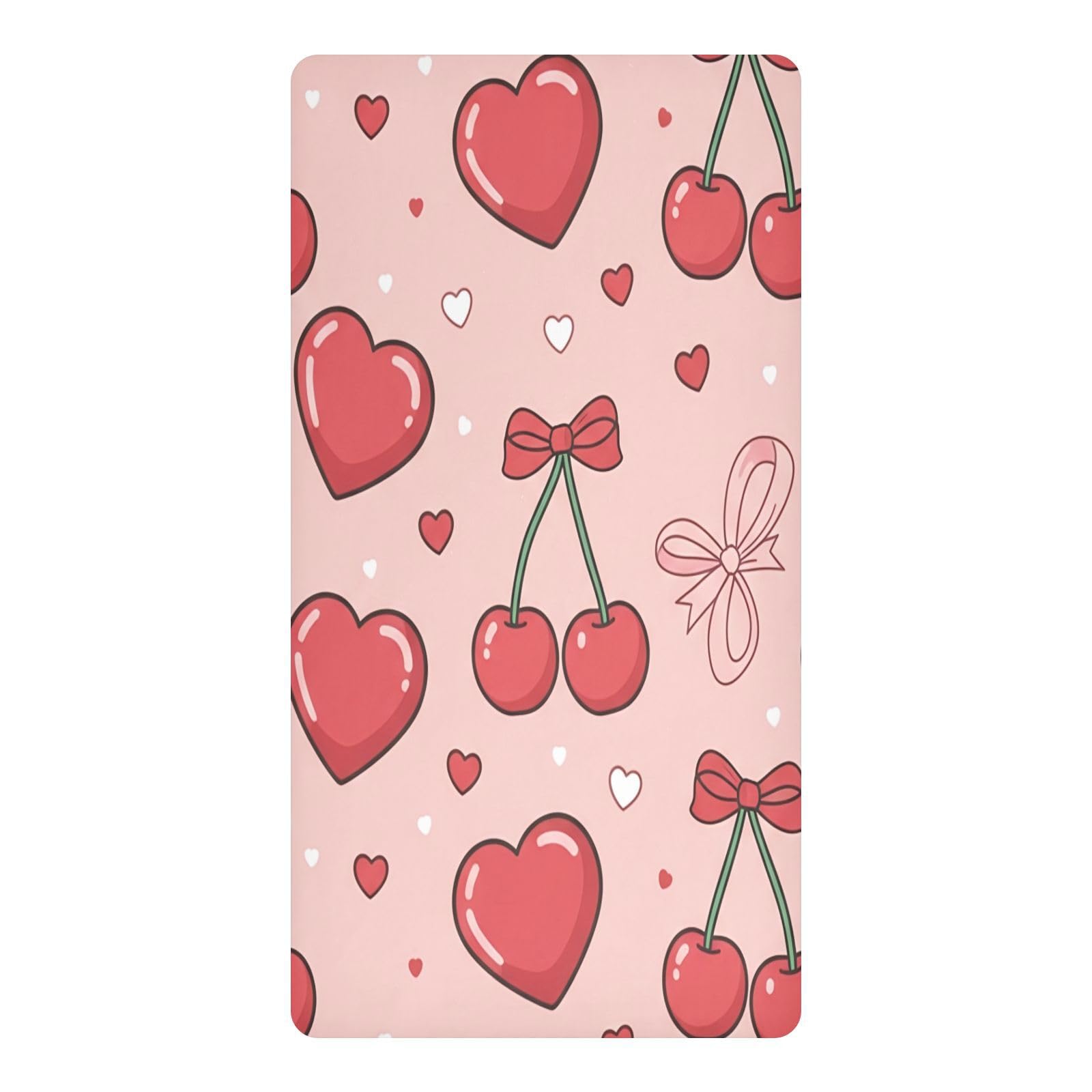 JiangGgen Bow and Cherries Baby Crib Sheet Soft Breathable for Standard Crib-M