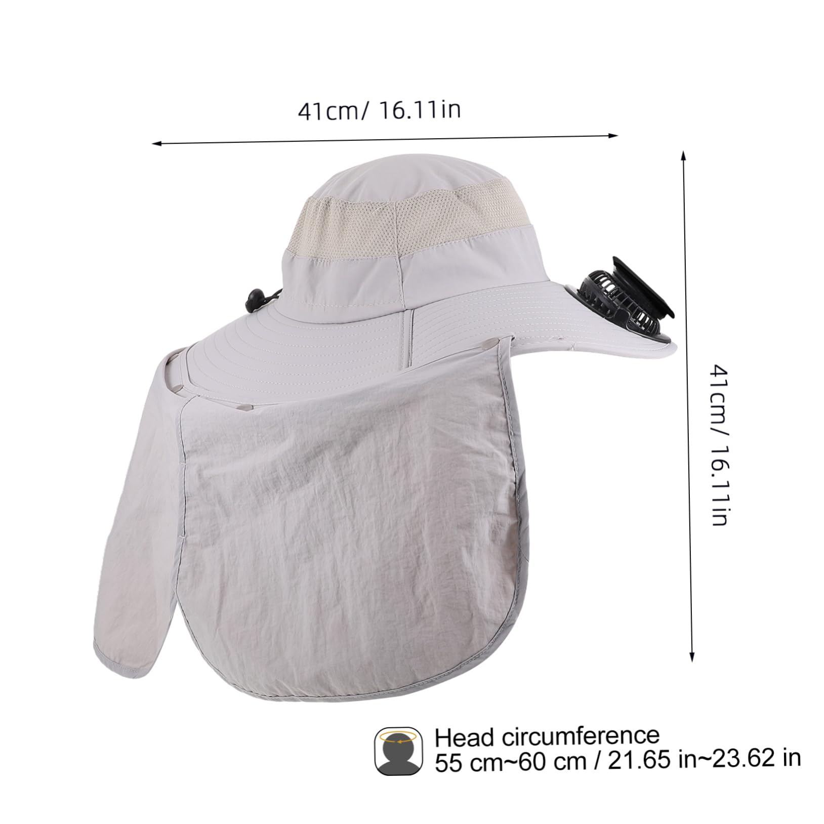 Cappello da Pesca a Tesa Larga con Ventola Solare, Estivo | Protezione UV con Copricollo Integrato, per Vacanze Estive, Giardinaggio e Hiking All'aperto