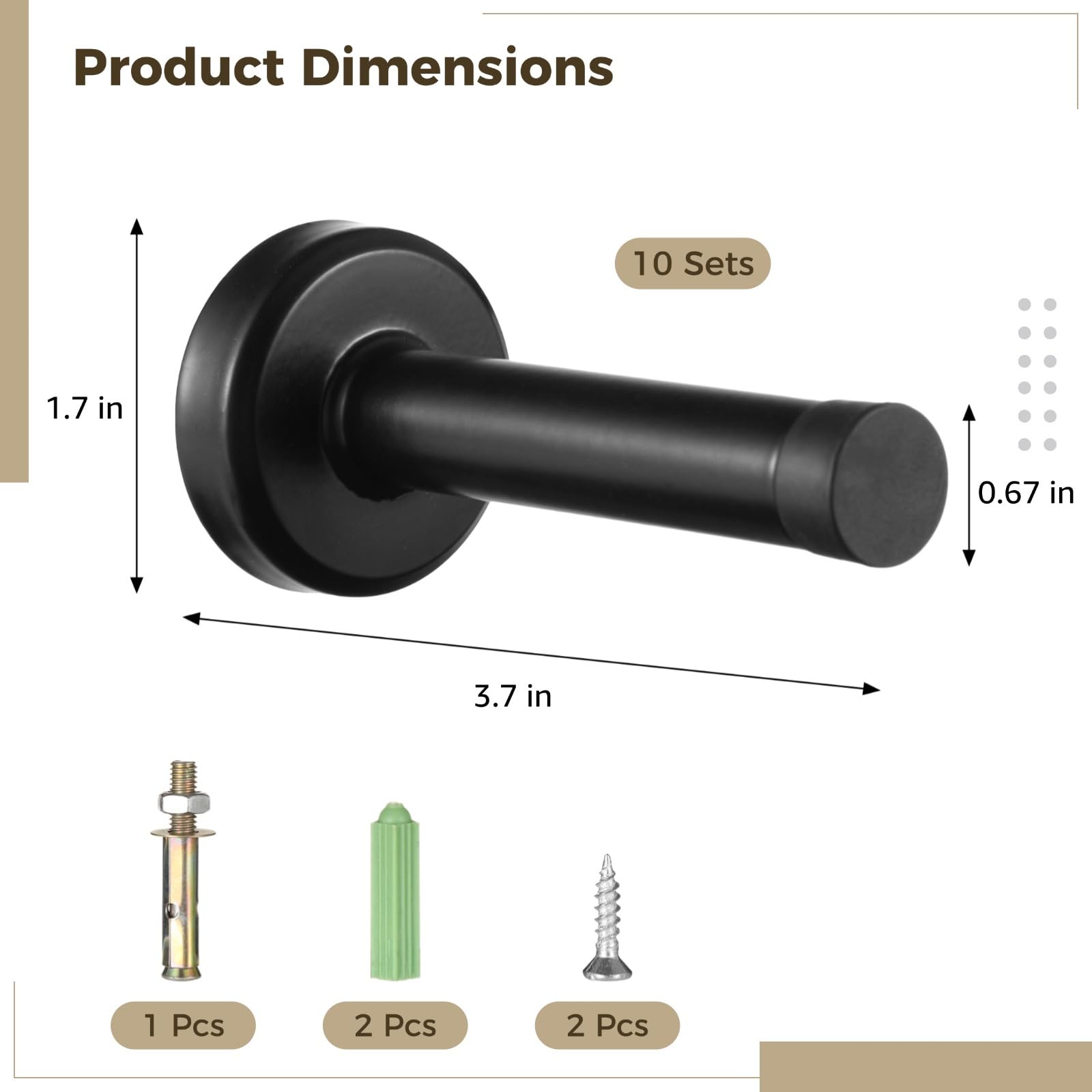 10 topes de puerta de acero inoxidable con punta de goma como topes para puerta de pared con tornillos para amortiguar el ruido para el hogar y la oficina