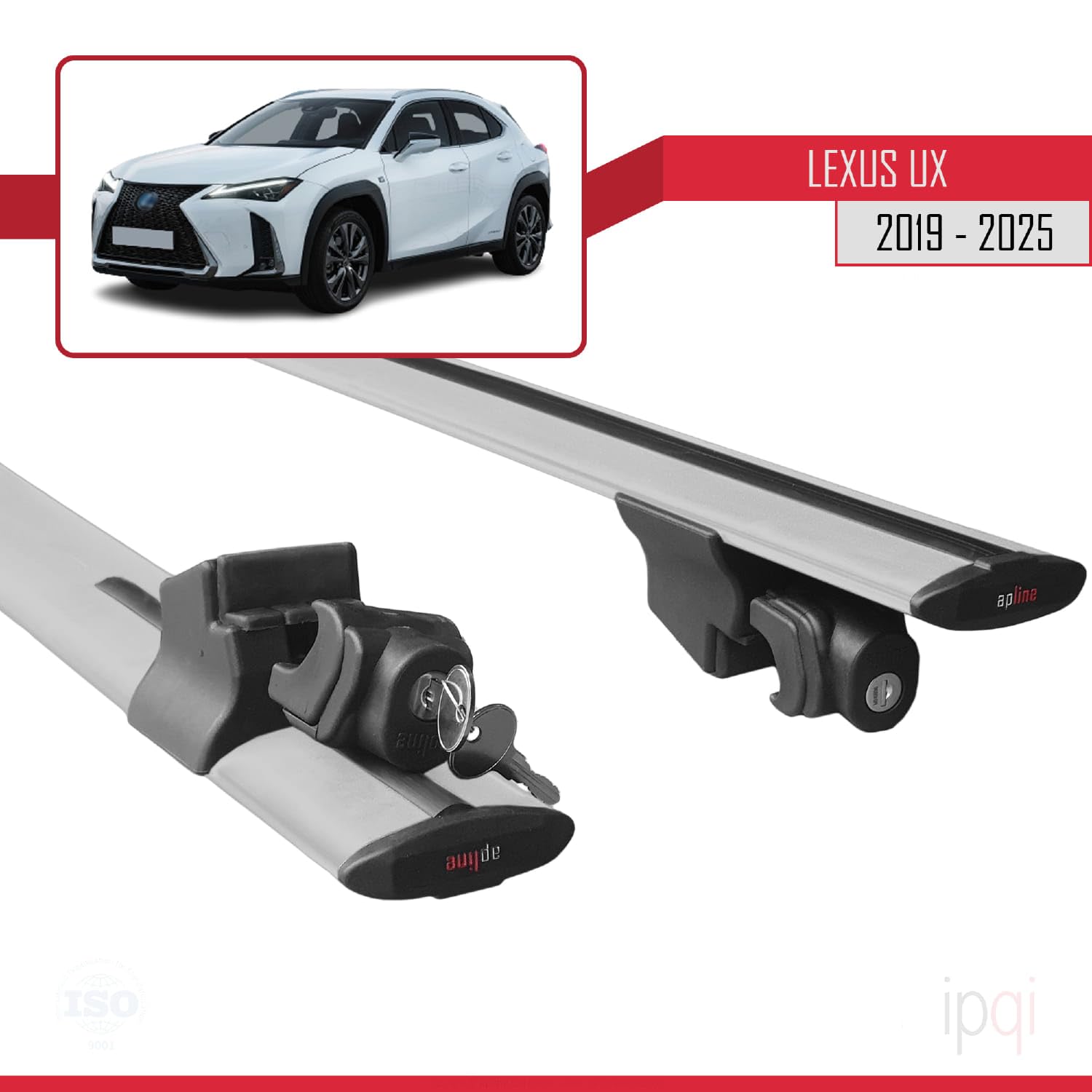 Barras De Techo Para Lexus UX (ZA10) 2019-2025 – Aluminio, Modelo HOOK, Carga 75 Kg, Sin Taladrar