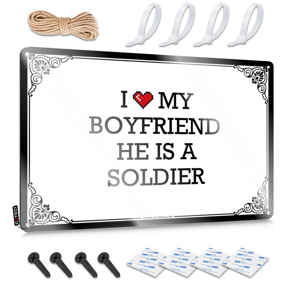 Funny Wall Art Gifts Ready To Hang - I Love My Boyfriend He Is A Soldier Soft Area For Hallway(20X30CM)
