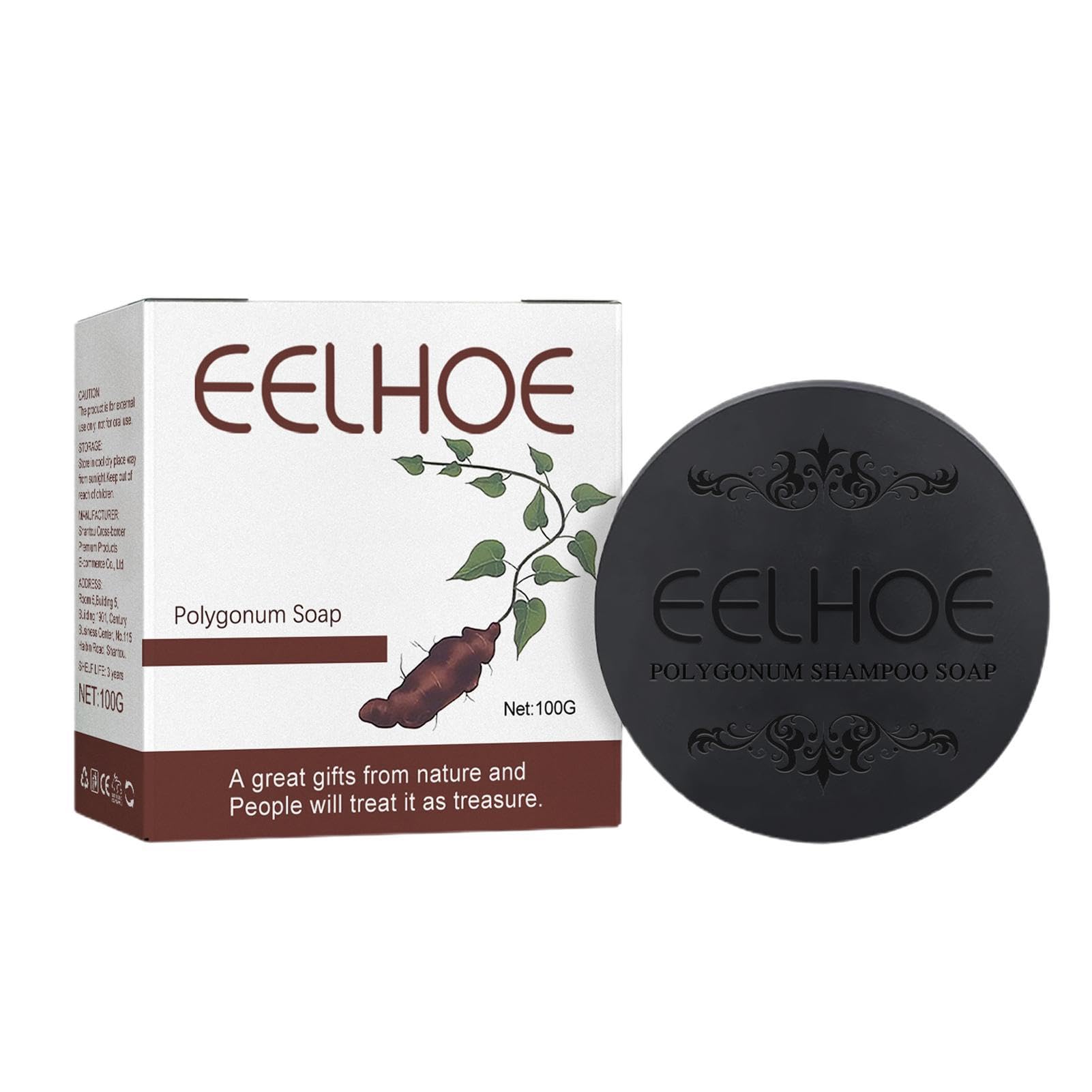 Hair Darkening Shampoo Bar - He Shou Wu Shampoo Soap | Fallopia Multiflora Shampoo Bar | Organic Grey Reverse Shampoo Bar for Hair Repair