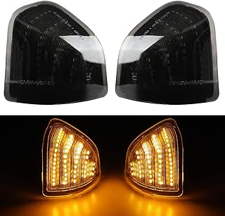 KURL-T Dynamic LED Side Mirror Turn Signal Light Left & Right Rear View Lamps Smoked Cover Lens for 68302828AA 68302829AA Compatible with 2010-2018 Dodge Ram 1500 2500 3500 4500 5500, Pack of 2