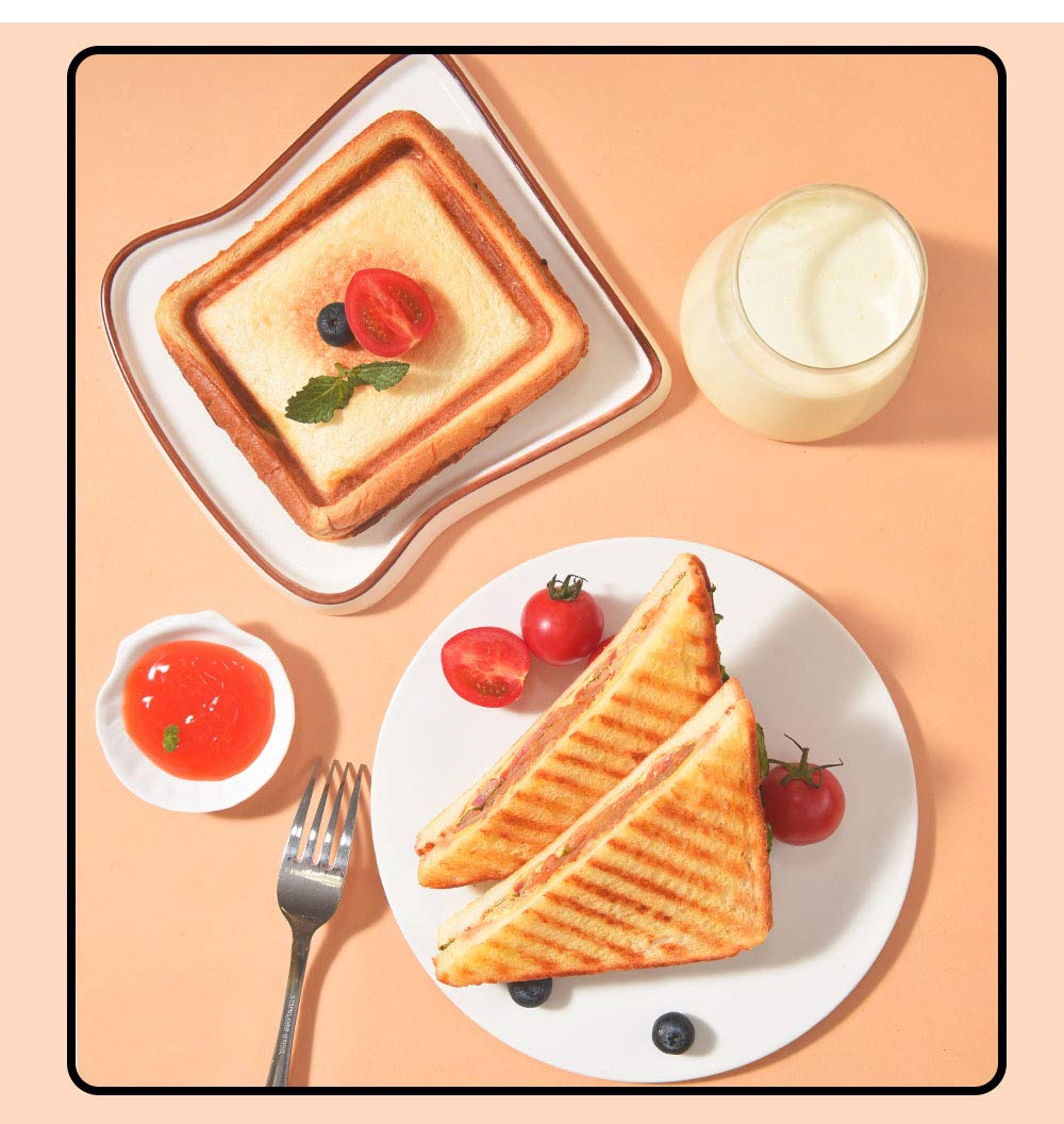 1083/5000 Sandwicheras Panini Prensas Grill Pan - Parrilla de queso con doble revestimiento Sandwichera antiadherente Bandeja abatible de aluminio para estufa
