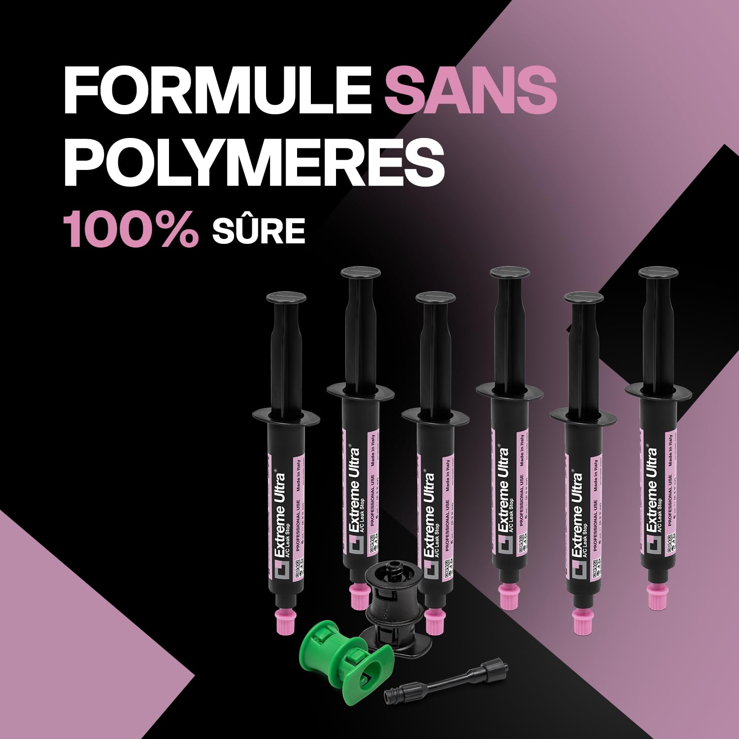 Errecom Extreme Ultra - 6 x 6 ml, Stop-Fuites pour Systèmes de Climatisation de Véhicules, contient adaptateurs pour R134a et R1234yf