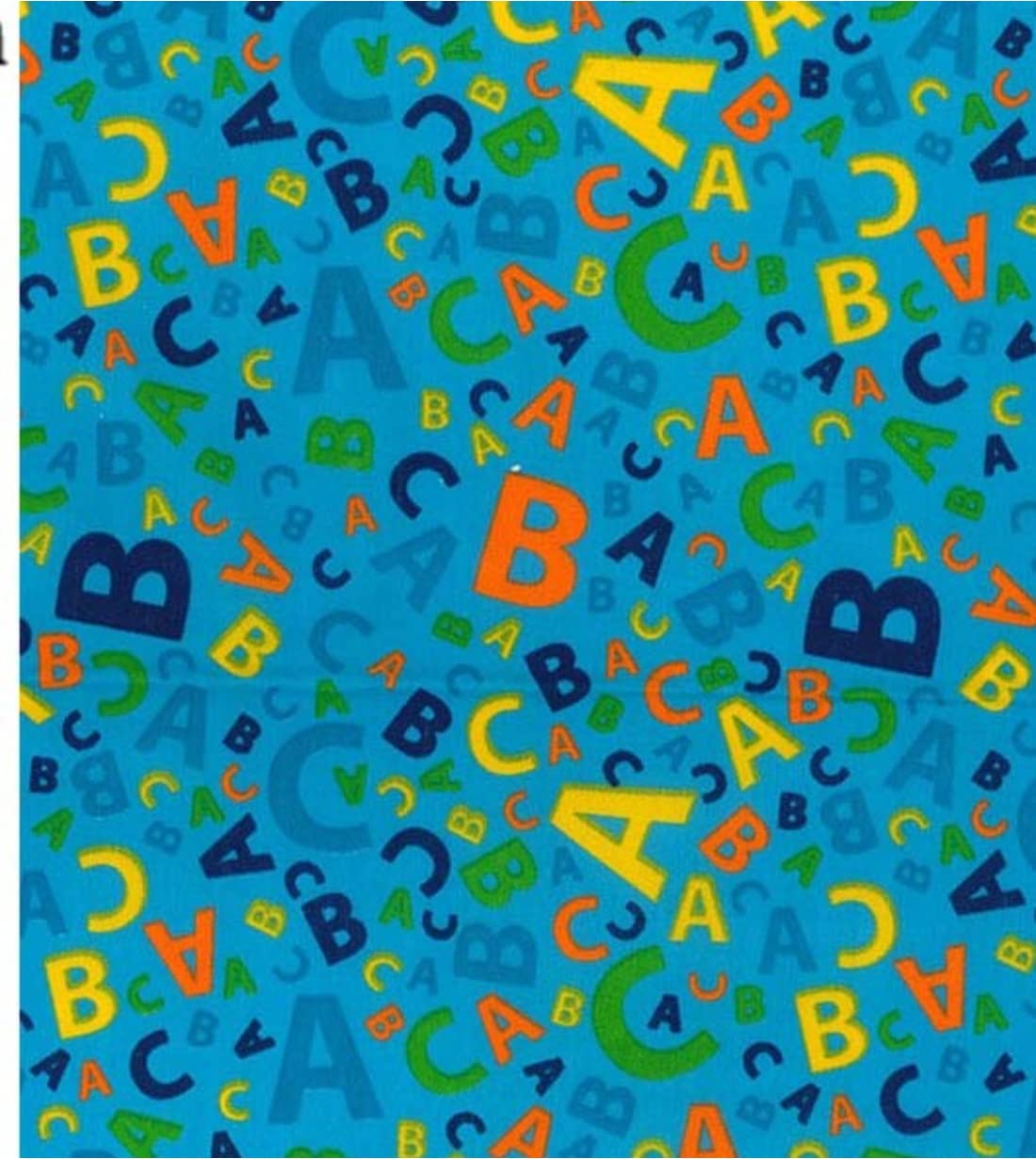 Tissu polycoton imprimé alphabet multicolore 10m résistant au lavage