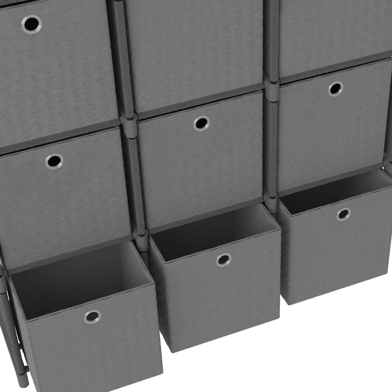Estantería de 15 Cubos con Cajas Estante de Almacenamiento Armario Modular Estantería Modular Tela Gris 103x30x175,5 cm