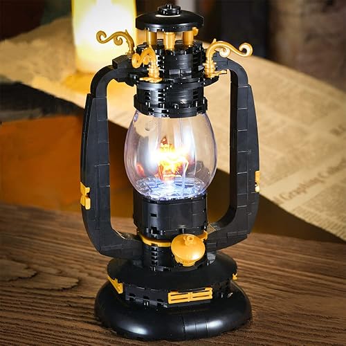 Uvini Decoración del hogar, juego de construcción para adultos, kit de construcción clásico de lámpara de queroseno, juego de bloques de
