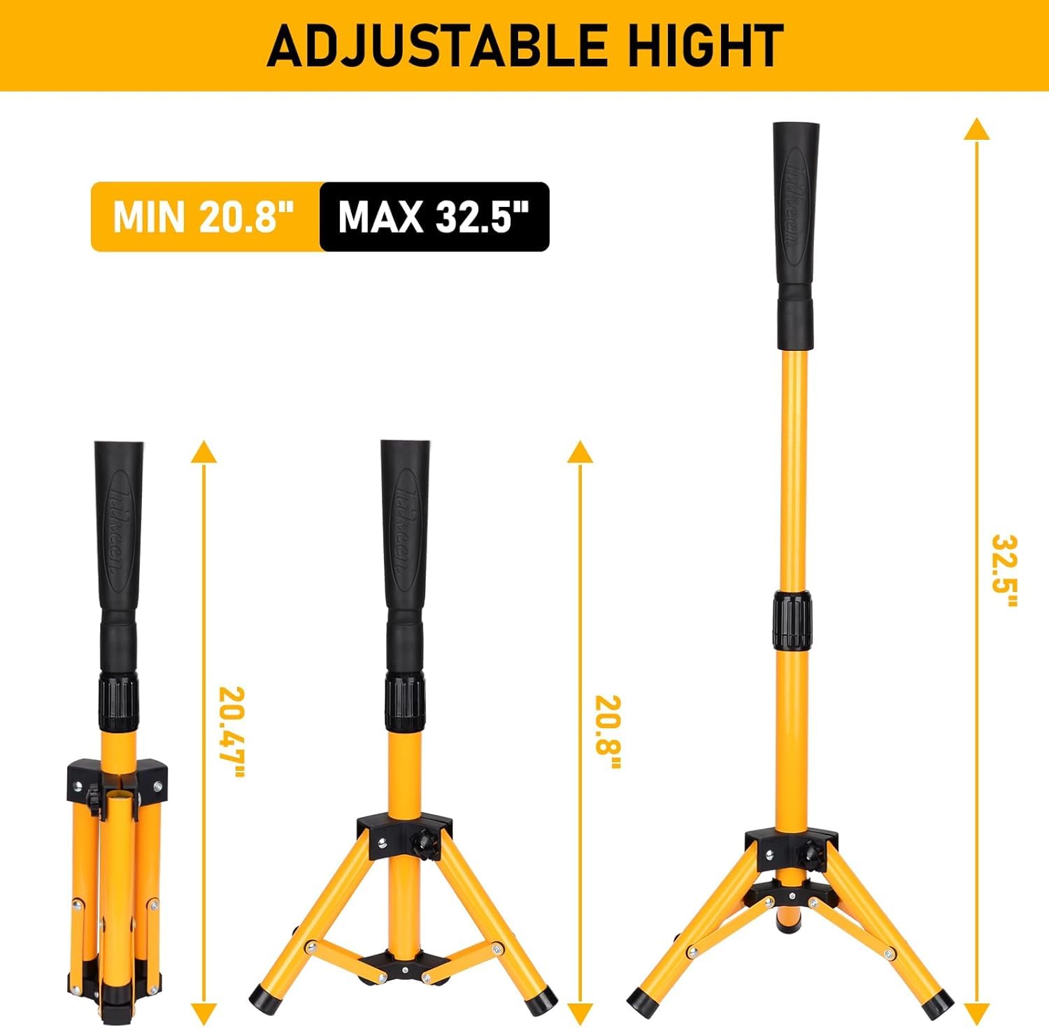 BOOSTEADY Baseball Batting Tee Portable, Hauteur Réglable Trépied de Softball, Tee de Frappe de Baseball Pliable, Tees d'Entraînement de Base-Ball avec Sac de Transport