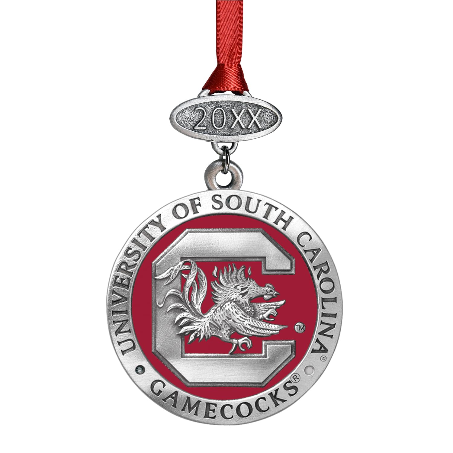 Heritage Pewter South Carolina Class of 2025 Ornament | Graduation Gift | Hand-Sculpted Christmas Tree Ornament | Intricately Crafted Metal Pewter Alma Mater Inlay