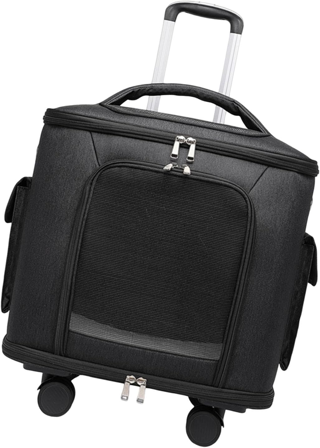 predolo 猫用キャリーバッグ ペット用ローリングキャリーバッグ ユニバーサルホイール付き 小型犬用 アウトドア, 黒