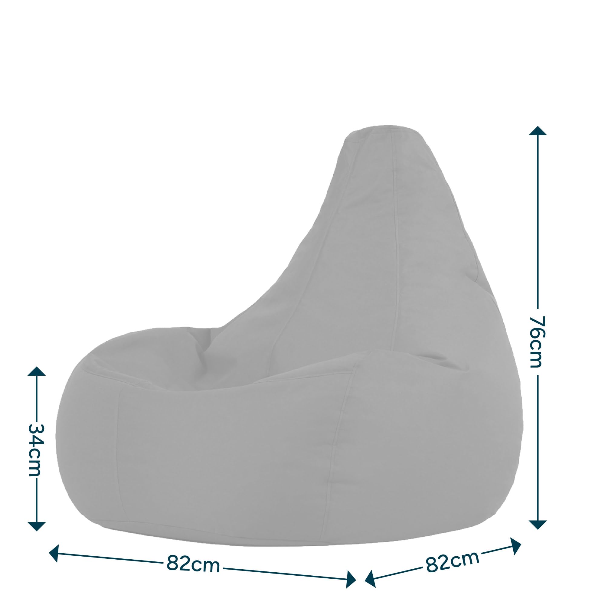 Bean Bag Bazaar Dalton Pouf Sacco, Grigio Scuro, Sedia Gaming, Poltrona Sacco con Riempimento Incluso, Tessuto Resistente All'acqua, Pouf de Esterno, Terrazza, Camera da letto, Soggiorno