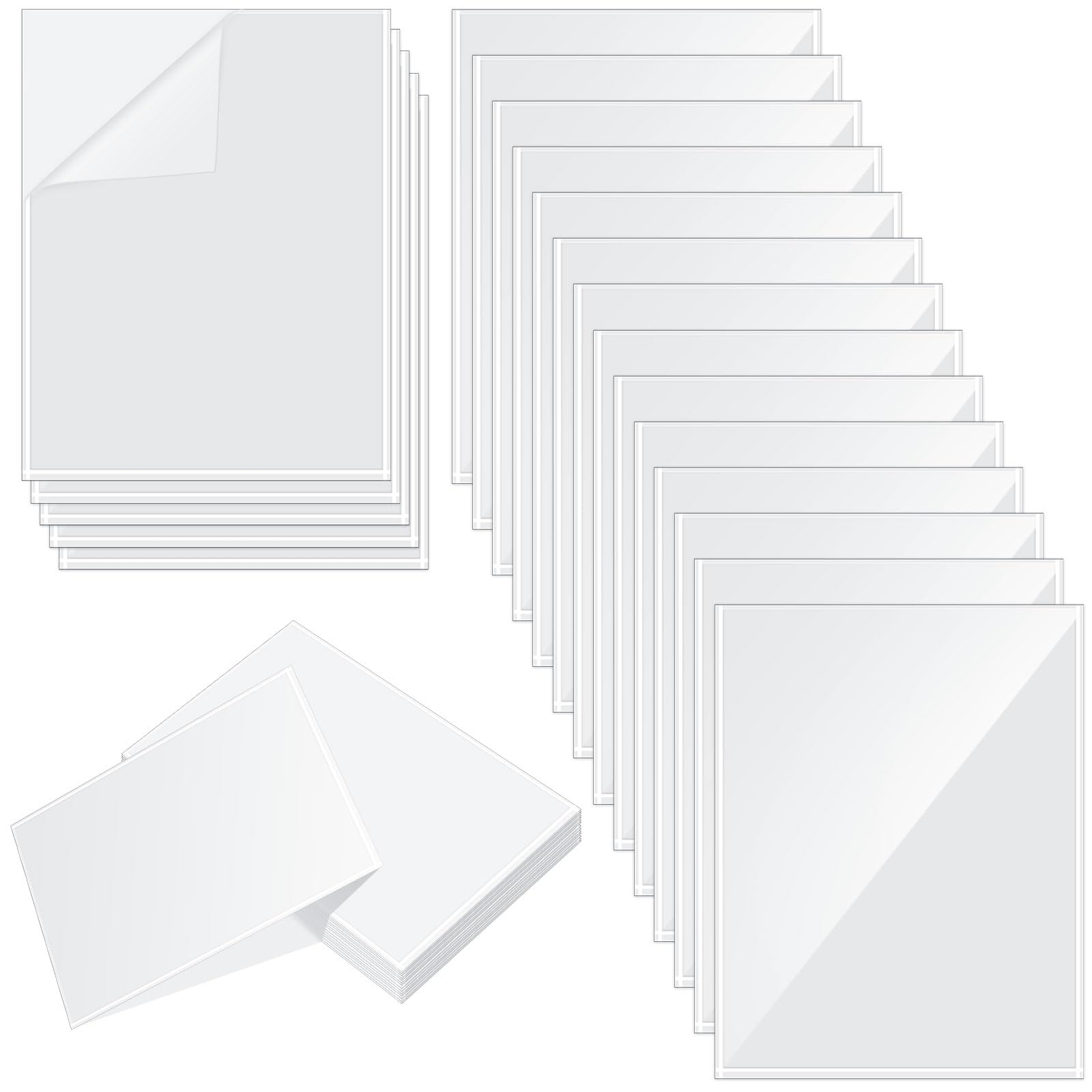 Gueevin 100 Pcs 5 X 8 Inch Adhesive Sheet Protectors Clear Plastic