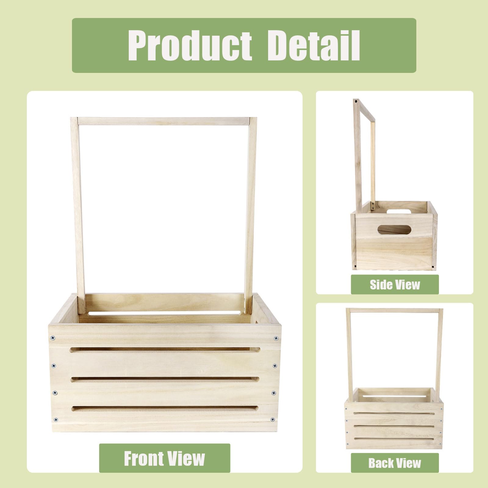Aitakatta Small Wooden Basket with Hangers, Storage Baskets with Handle and Garland, Shower Crate Hamper - Image 3