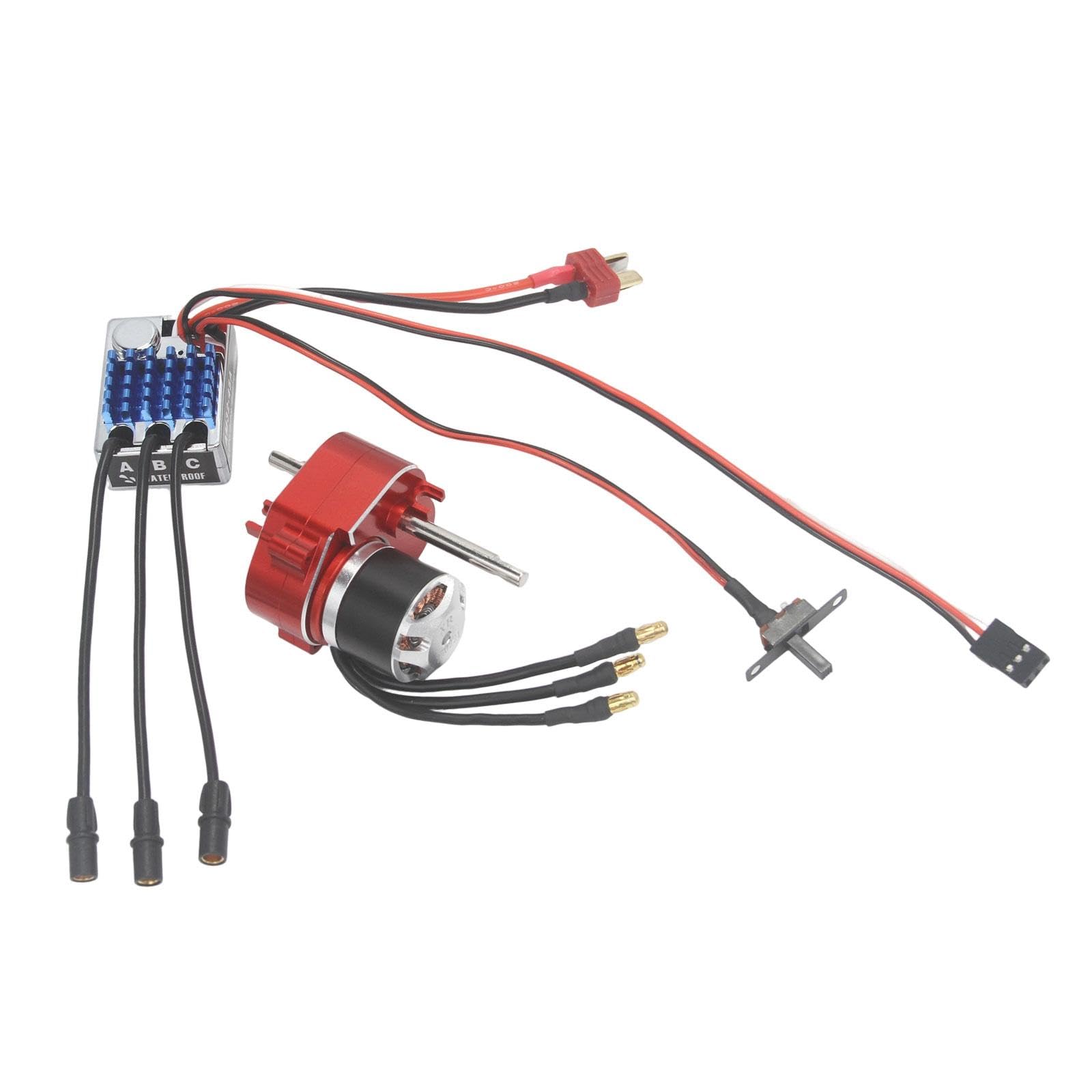 Colaxi Brushless Motor Metal Gearbox ESC Combo RC Accessories for 1/12 RC Car Replace Parts Electric Speed Controller for MN78 MN99S, Red T